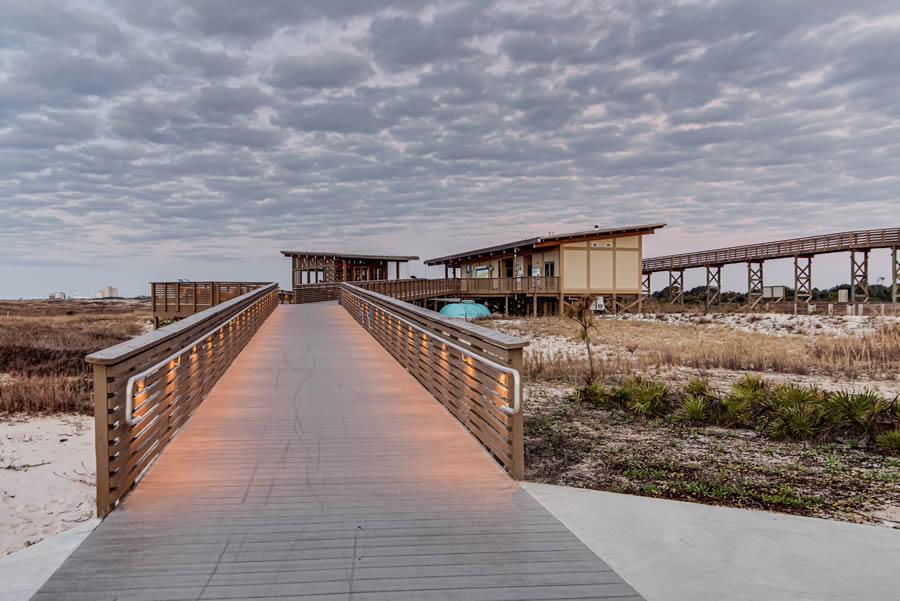 pedestrian bridge and ramps at Interpretive Center